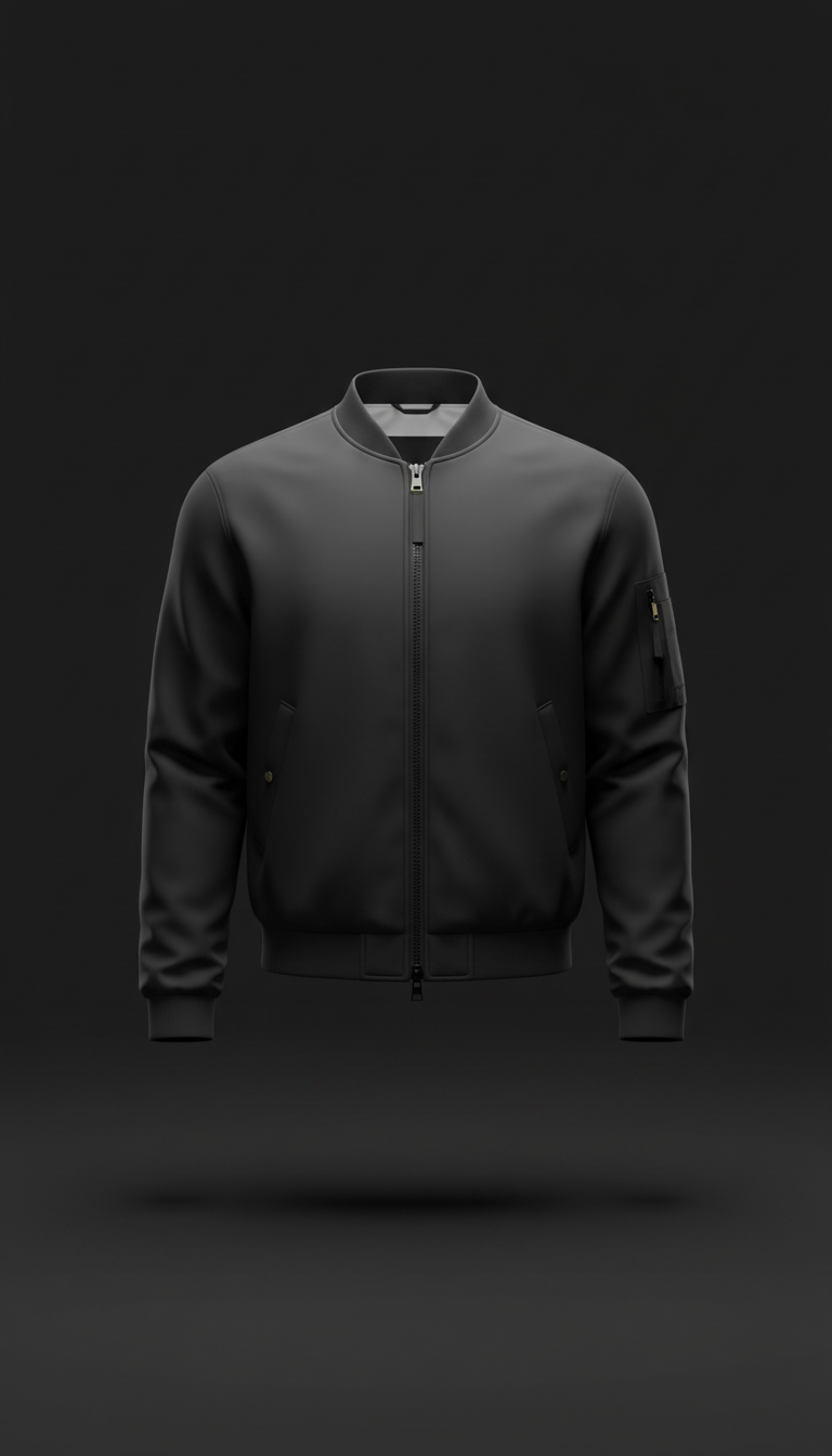 Matte Black Technical Bomber Jacket